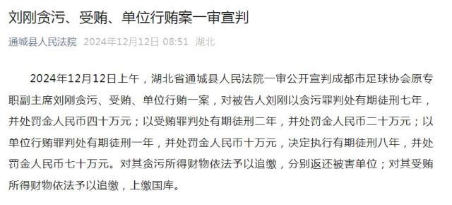 开云体育下载-成都足协原专职副主席刘刚 被判8年并处罚金70万